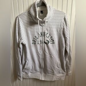Gear For Sports Gray and White Striped Ohio University zip-up sweatshirt